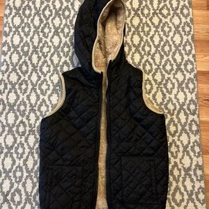Zyia Kids Reversible Quilted Hooded Vest - Black